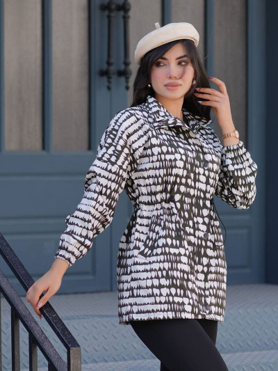 بارانی جلو زیپ نیکا سانتانا طرح اشک