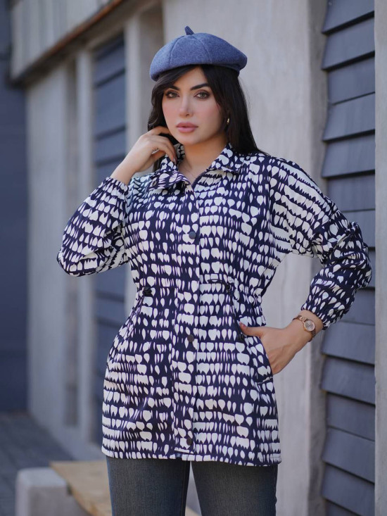 بارانی جلو زیپ نیکا سانتانا طرح اشک