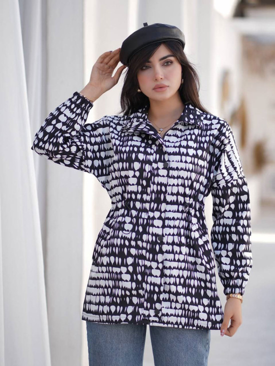 بارانی جلو زیپ نیکا سانتانا طرح اشک