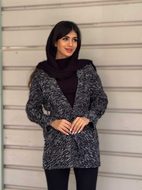 بارانی دو یقه سودا سانتانا طرح خطی