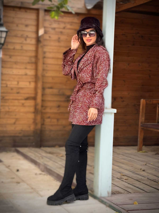 بارانی دو یقه سودا سانتانا طرح خطی