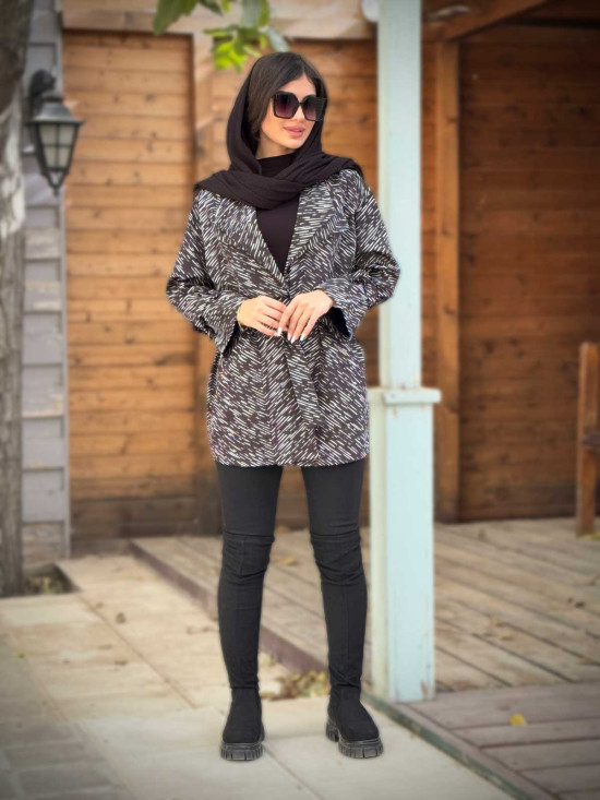 بارانی دو یقه سودا سانتانا طرح خطی