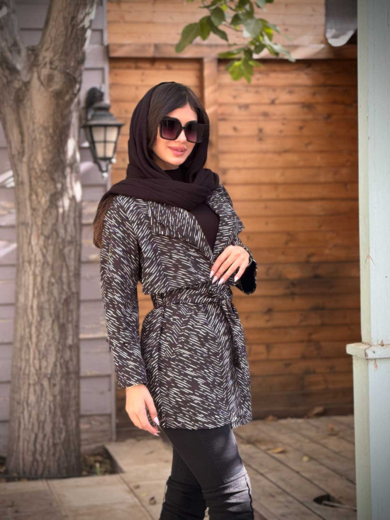 بارانی دو یقه سودا سانتانا طرح خطی