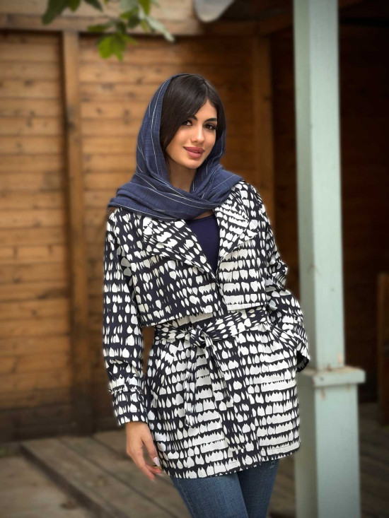 بارانی یقه انگلیسی سانتانا طرح اشک