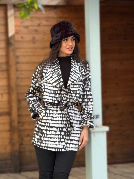 بارانی یقه انگلیسی سانتانا طرح اشک