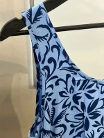 تاپ آبی لینن گل سرمه ای وارداتی - تصویر 2