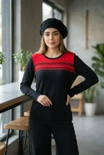 بافت دورنگ قرمز مشکی وارداتی