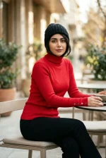 بافت یقه اسکی قرمز وارداتی
