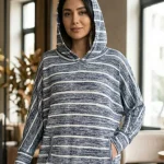 بافت راه راه طوسی کلاه دار وارداتی