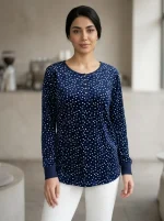 دورس حوله ای خال خالی سرمه ای وارداتی